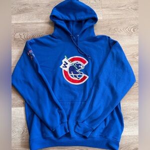 Rare Jerzees Royal Blue Chicago Cubs MLB Hoodie with Embroidered Sequined Logo